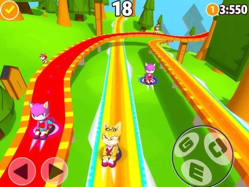 Splash Dash Race game screenshot showing colorful tracks and characters
